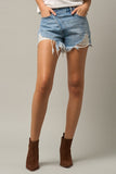 CROSSOVER DENIM MOM SHORTS