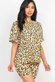 Leopard Print Loose Fit Top&Biker Shorts Set