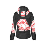 Black and Red Women's Padded Hooded Jacket (Model H46)