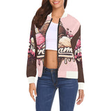 ALL CREAM Neapolitan All Over Print Bomber Jacket for Women (Model H19)