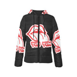 Black and Red Women's Padded Hooded Jacket (Model H46)