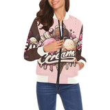 ALL CREAM Neapolitan All Over Print Bomber Jacket for Women (Model H19)
