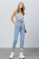 HI WAISTED PAPER BAG SLOUCH JEANS