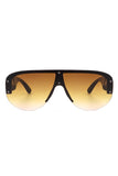 Half Frame Retro Oversize Aviator Sunglasses