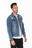 Men's Denim Jacket with Distressed