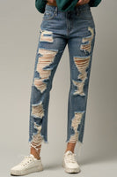 PREMIUM HEAVY DISTRESSED STRAIGHT JEANS