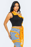 Sculptural Swirl Pipeline Asymmetrical Crop Top