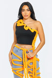 Sculptural Swirl Pipeline Asymmetrical Crop Top