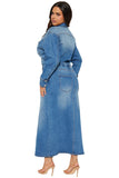 WOMEN FASHION DENIM LONG MAXI DRESS