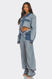 Cropped Contrast Denim Set