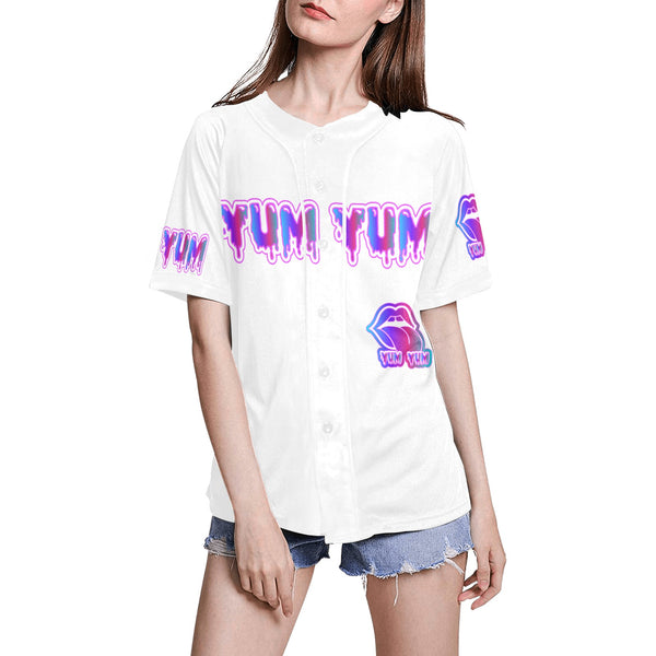 PINK MULTI JERSEY All Over Print Baseball Jersey for Women (Model T50)